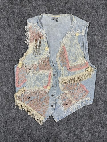 Gilet denim donna grande blu